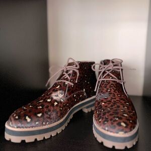 Madewell The Wren Boots size 7.5 Painted Leopard Calf Hair